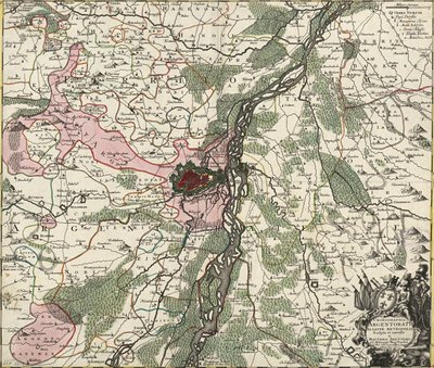 Kaart van Straatsburg, hoofdstad van de Elzas door Georg Matthäus Seutter